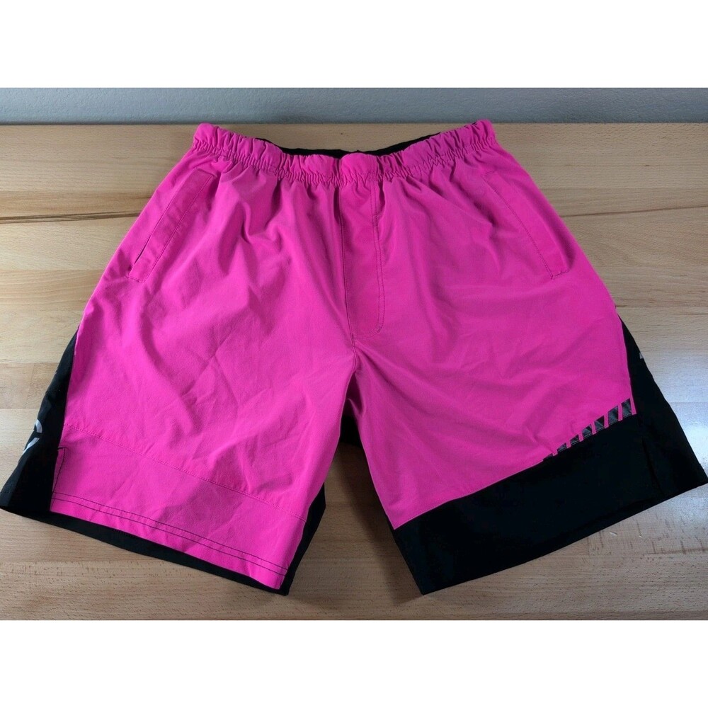 Virus Origin Shorts Mens Large Pink Black 8" Stretch Performance Gym Running